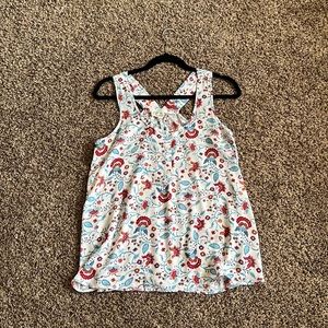 Pink Rose, medium tank top, red white and blue print